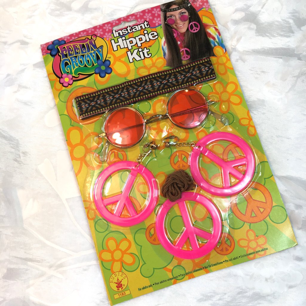 60's Instant Hippie Groovy Earrings Necklace Nwt